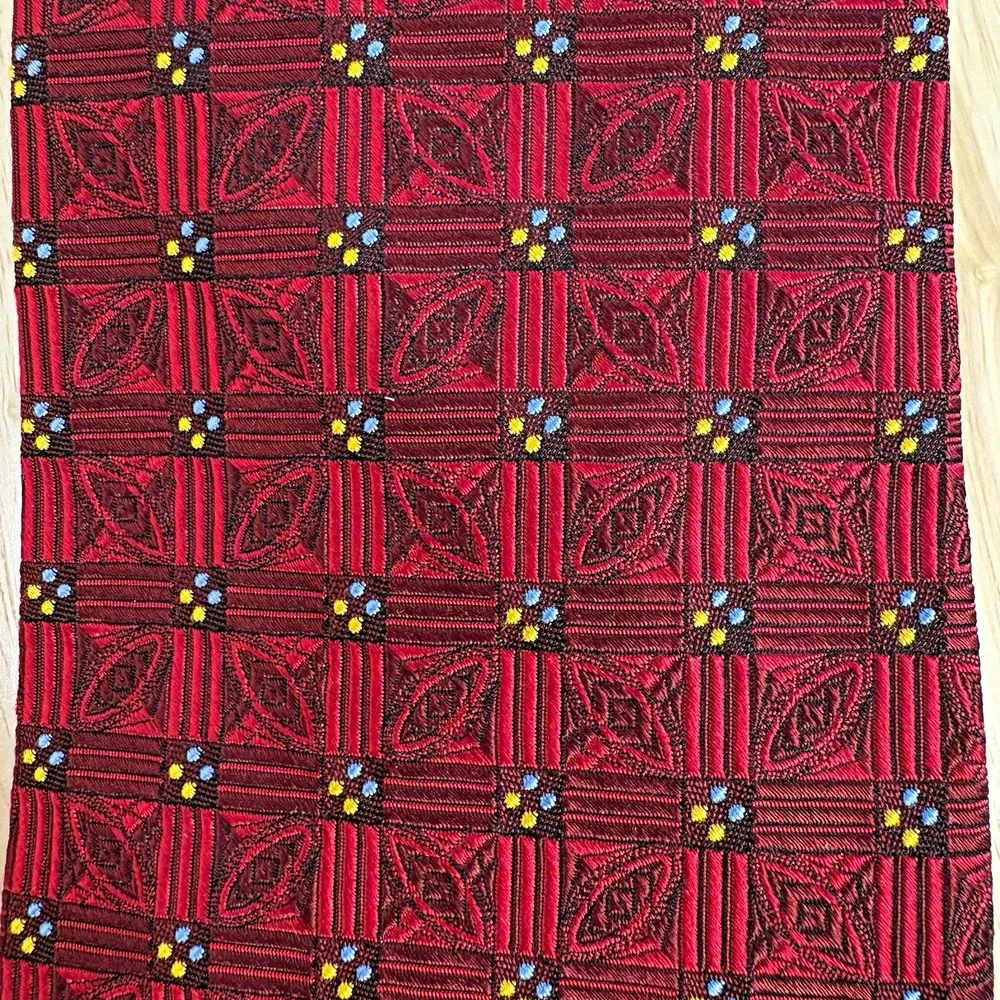 Robert Talbott Men's Red Geometric Woven Silk Designer Tie One Size